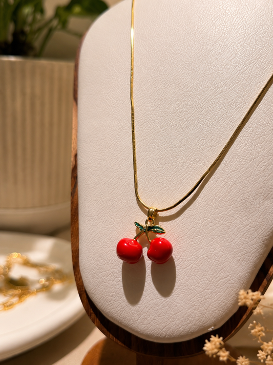 Cherry Charm Gold Necklace