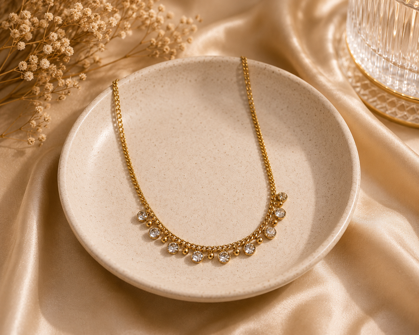 Dainty Zircon Drop Chain Necklace for Women