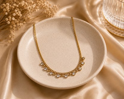 Dainty Zircon Drop Chain Necklace for Women