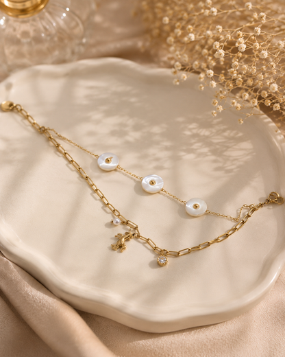 Moon Pearl Charm Bracelet