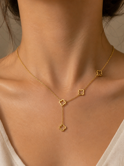 Gold Clover Drop Necklace