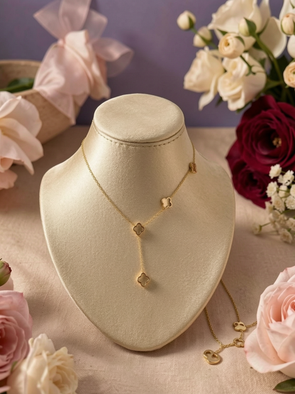 Gold Clover Drop Necklace