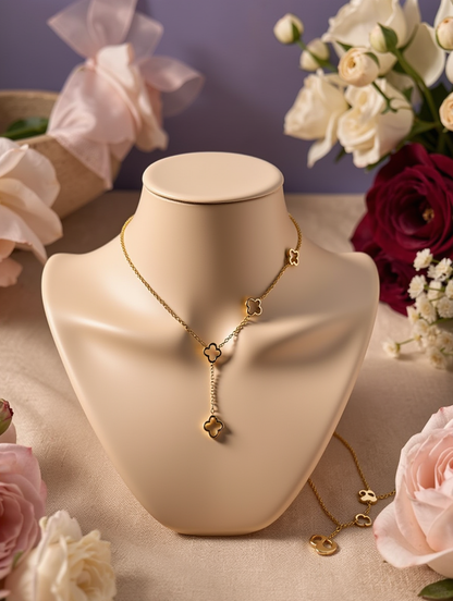 Gold Clover Drop Necklace