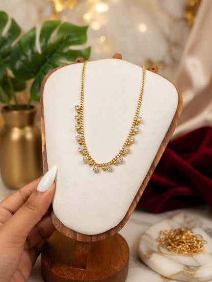 Dainty Zircon Drop Chain Necklace for Women
