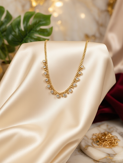 Dainty Zircon Drop Chain Necklace for Women