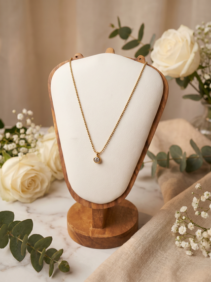 Celeste Solitaire Gold Necklace