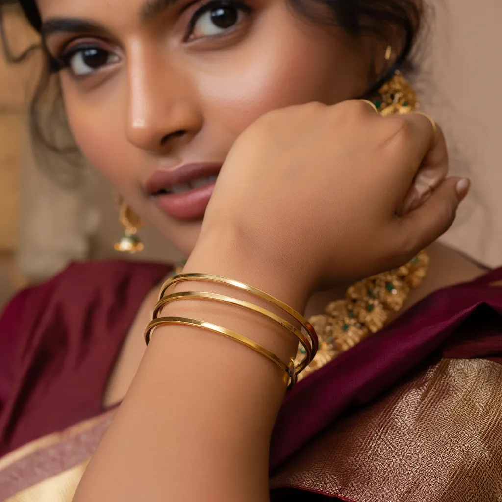 Luna Gold Minimal Bangle Set
