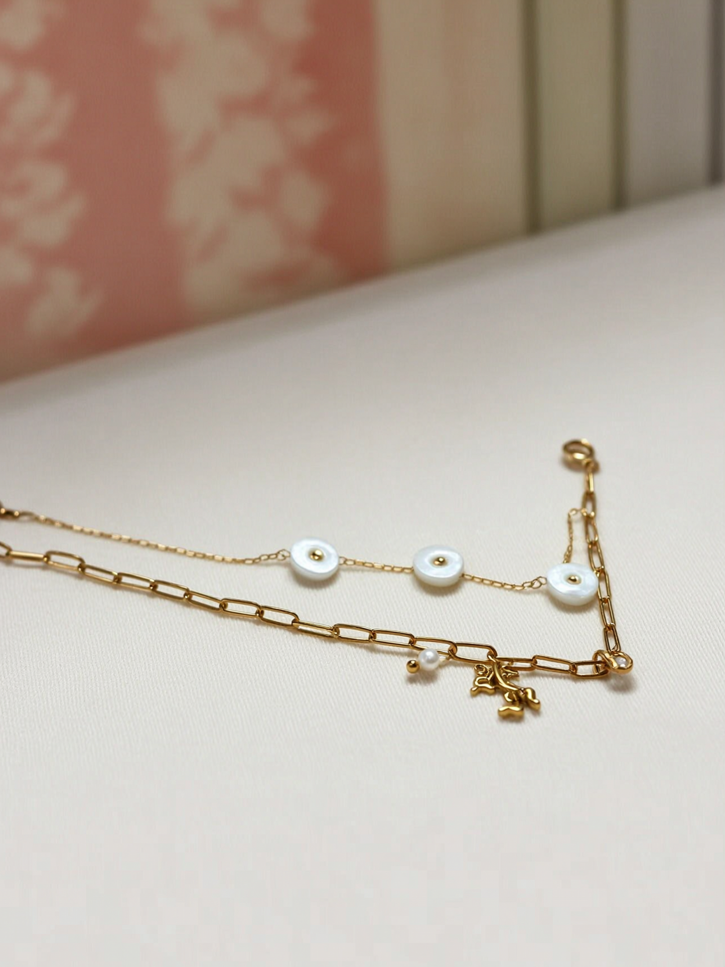 Moon Pearl Charm Bracelet