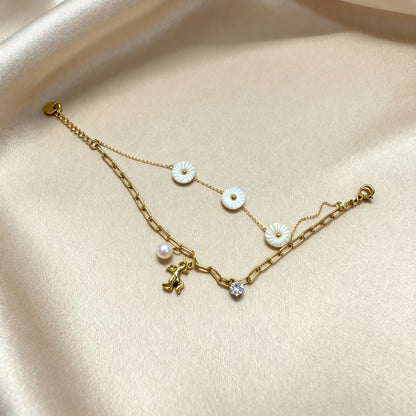 Moon Pearl Charm Bracelet