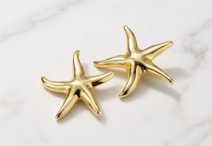 Golden Starfish Statement Earrings