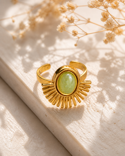 Sunburst Green Stone Statement Ring