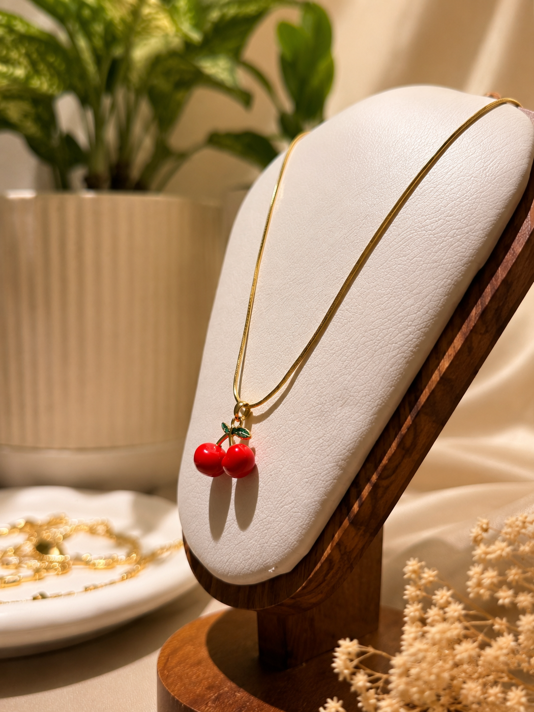 Cherry Charm Gold Necklace
