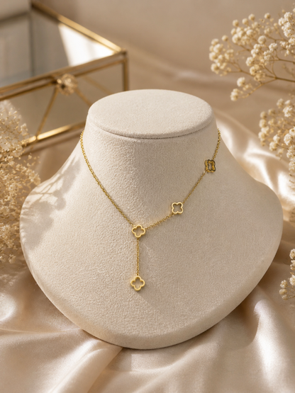 Gold Clover Drop Necklace