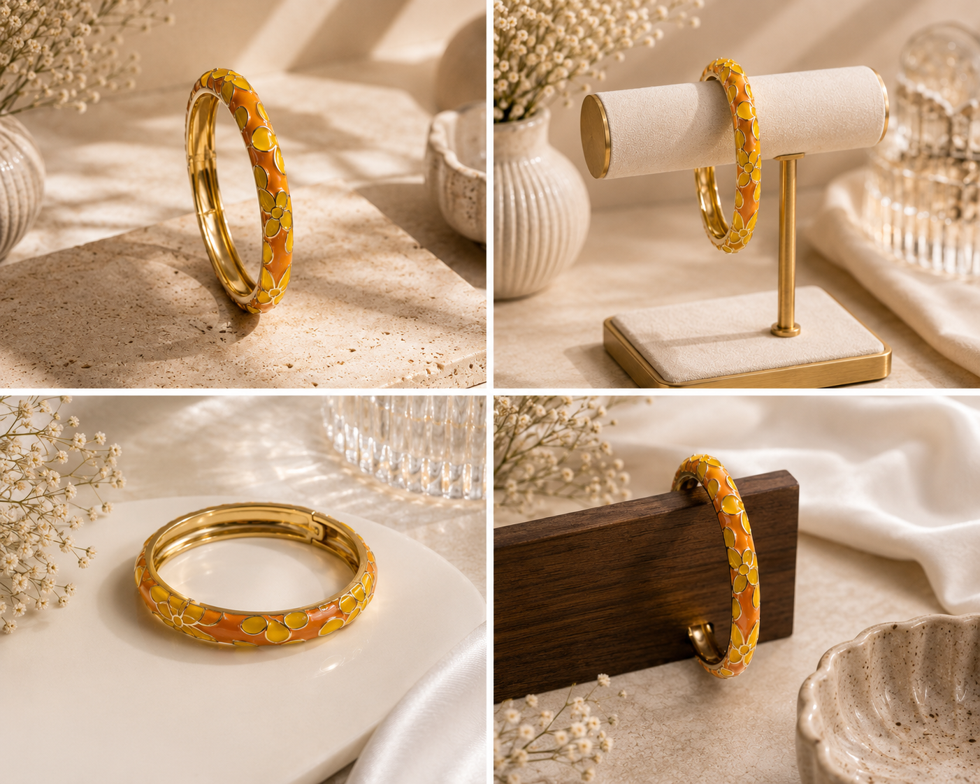 Orange & Gold Statement Bracelet