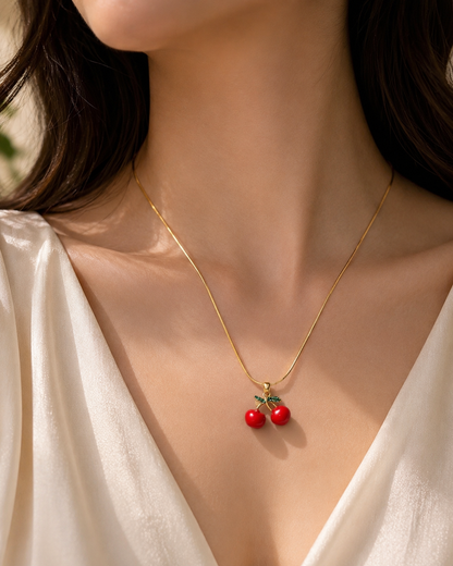 Cherry Charm Gold Necklace