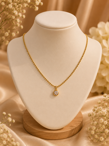 Celeste Solitaire Gold Necklace