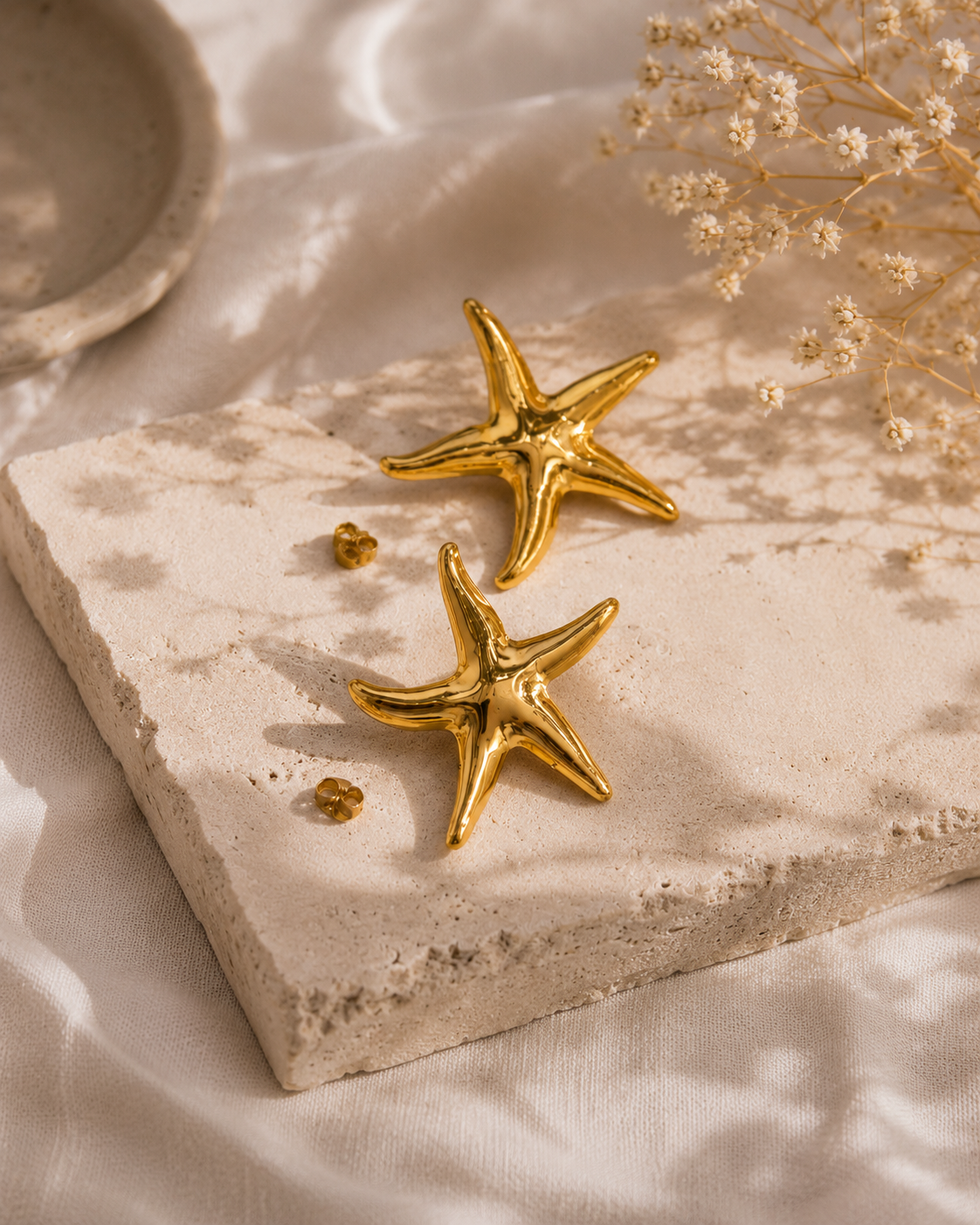 Golden Starfish Statement Earrings