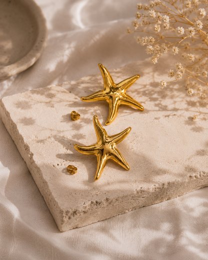 Golden Starfish Statement Earrings