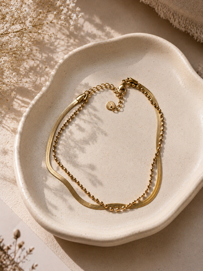 Minimal Layered Gold Anklet