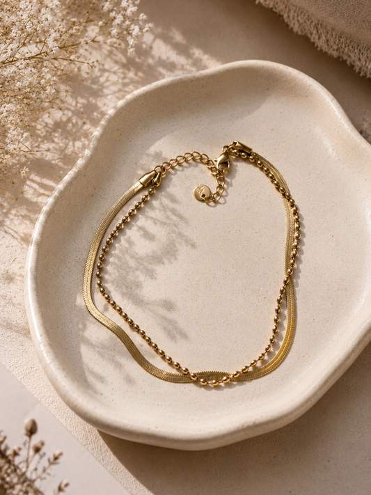 Minimal Layered Gold Anklet