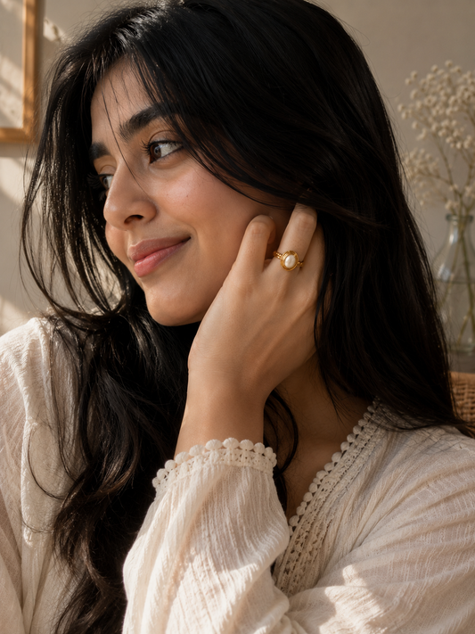 Luna Pearl Adjustable Ring