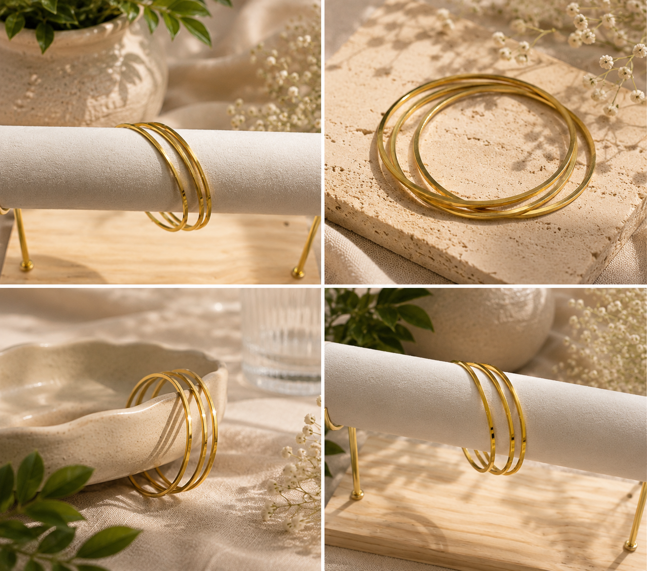 Luna Gold Minimal Bangle Set