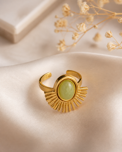 Sunburst Green Stone Statement Ring
