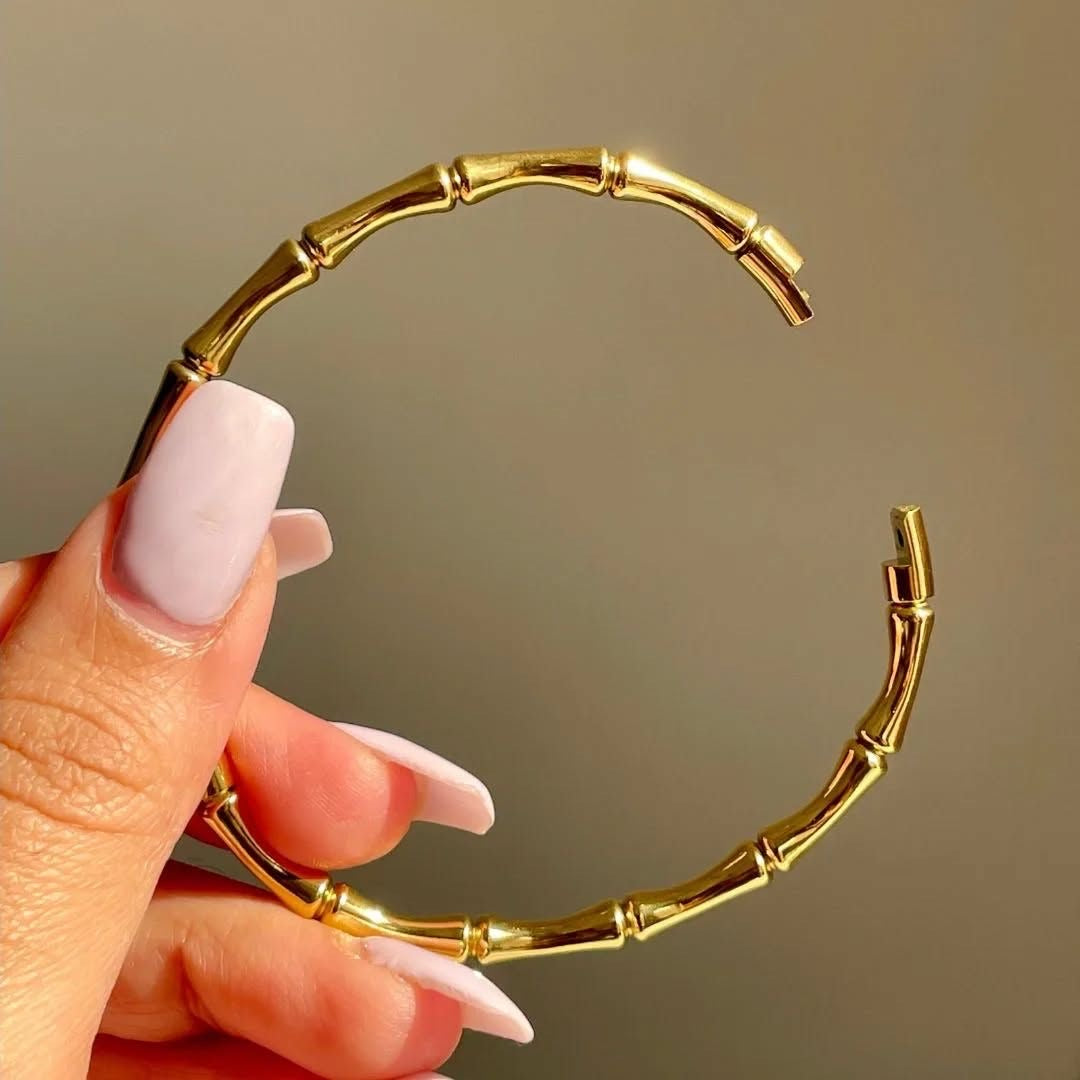Sculpted Golden Bamboo Cuff
