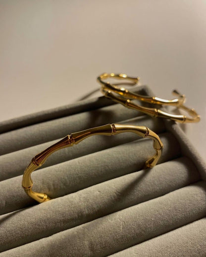 Sculpted Golden Bamboo Cuff