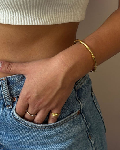 Sculpted Golden Bamboo Cuff
