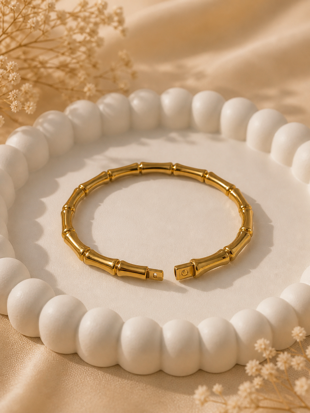 Sculpted Golden Bamboo Cuff