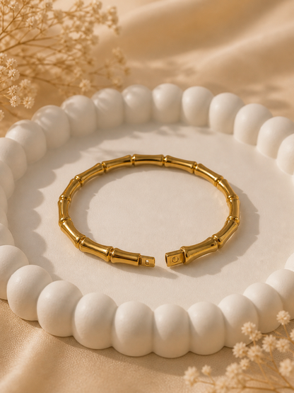 Sculpted Golden Bamboo Cuff
