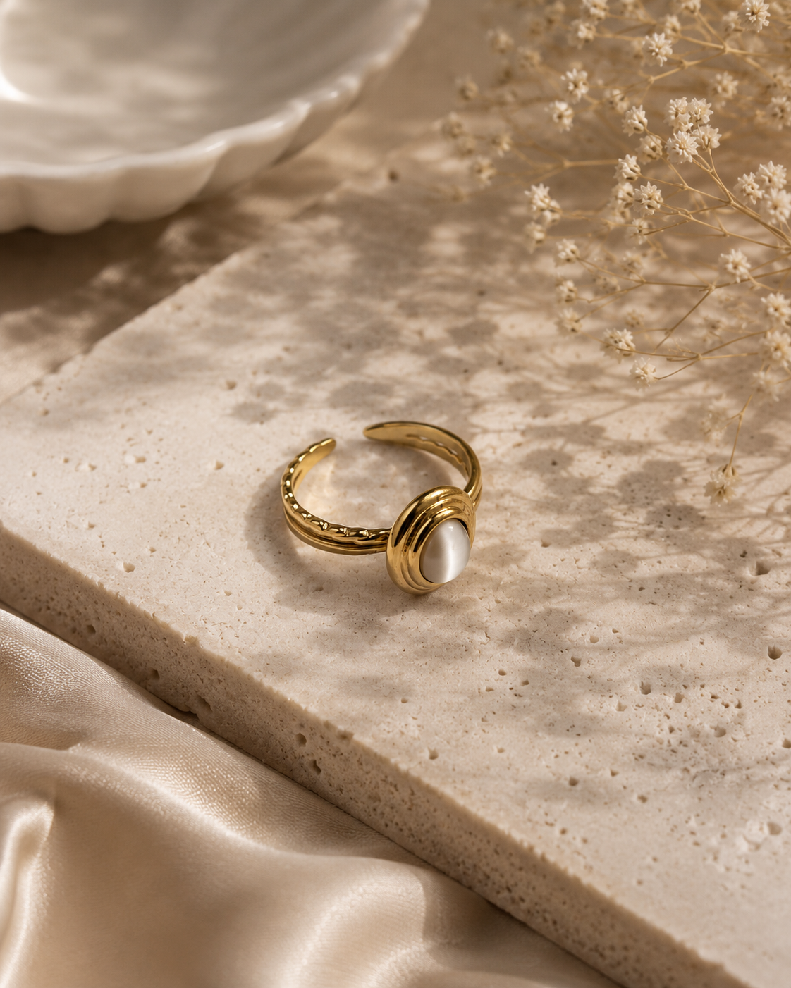 Luna Pearl Adjustable Ring