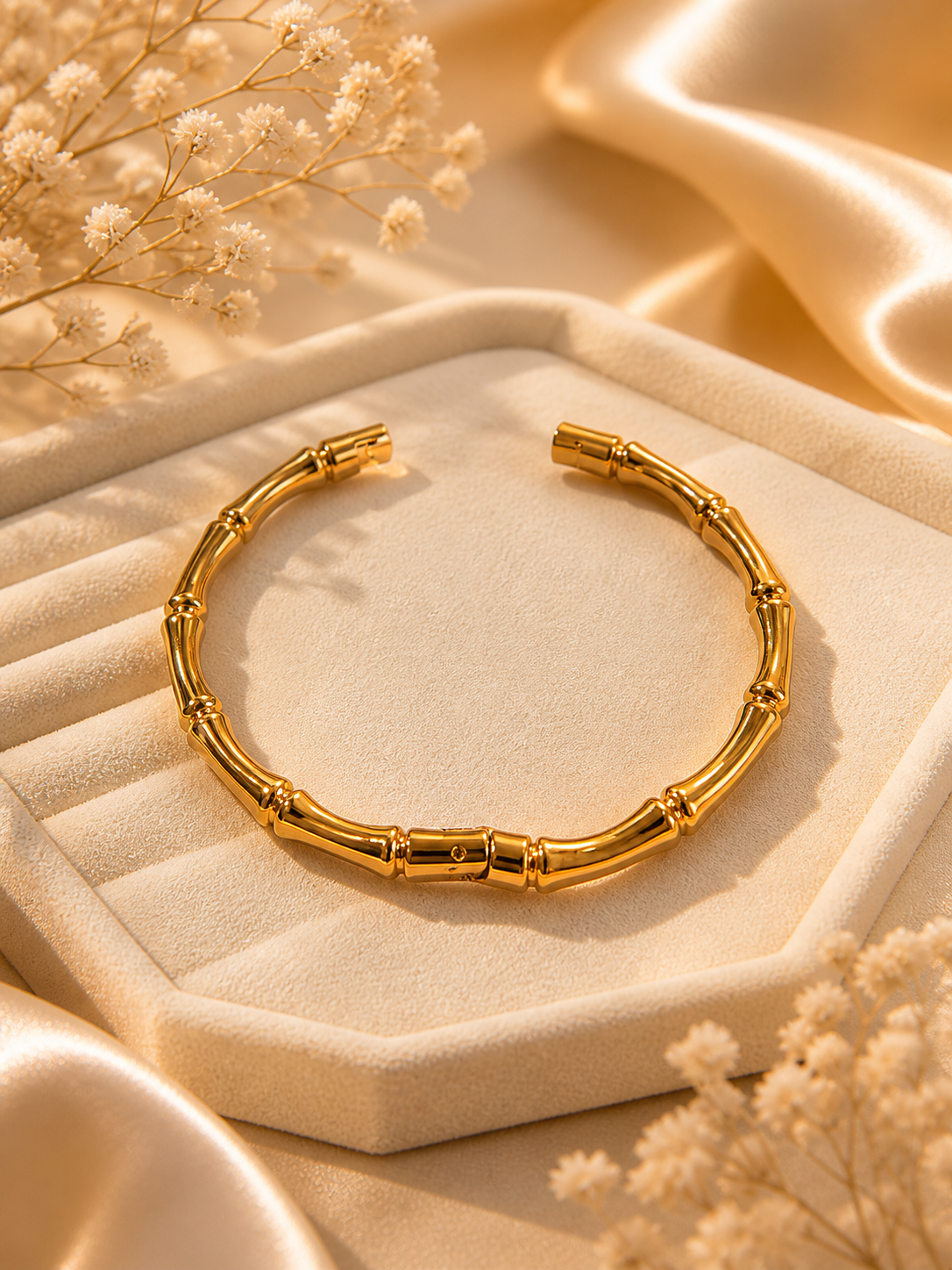 Sculpted Golden Bamboo Cuff