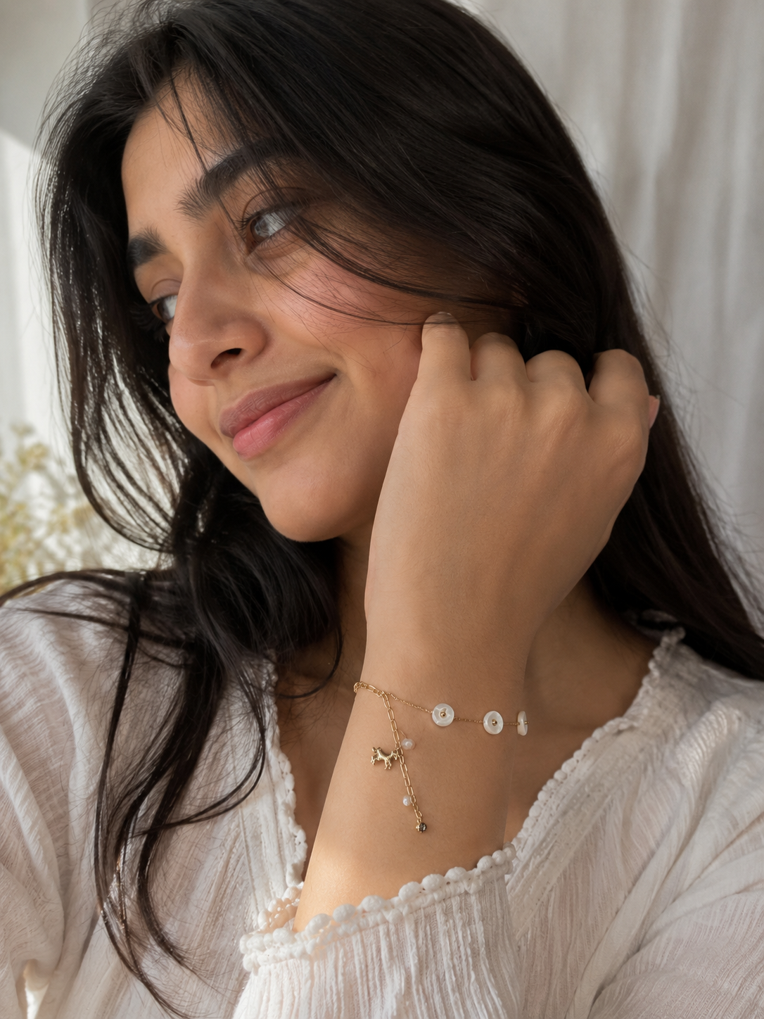 Moon Pearl Charm Bracelet
