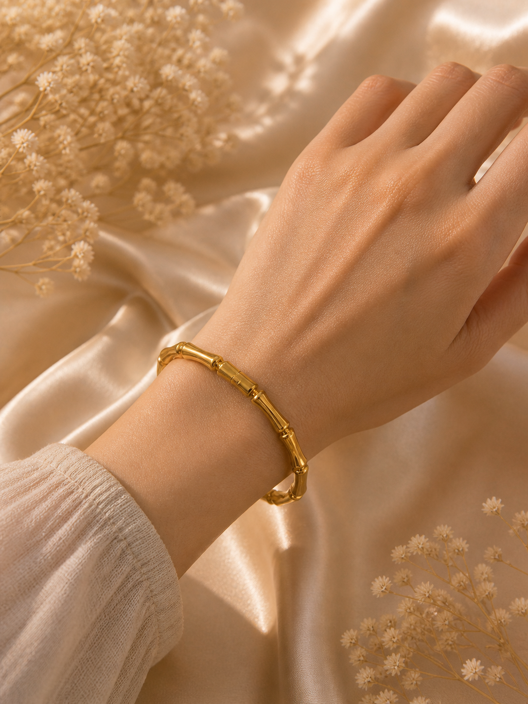 Sculpted Golden Bamboo Cuff
