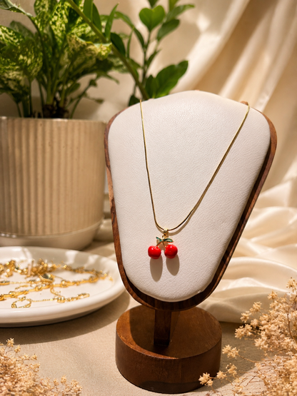 Cherry Charm Gold Necklace
