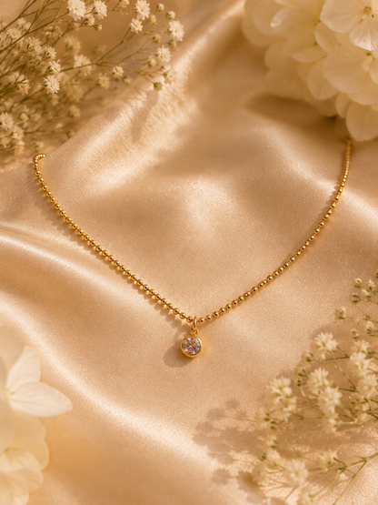 Celeste Solitaire Gold Necklace