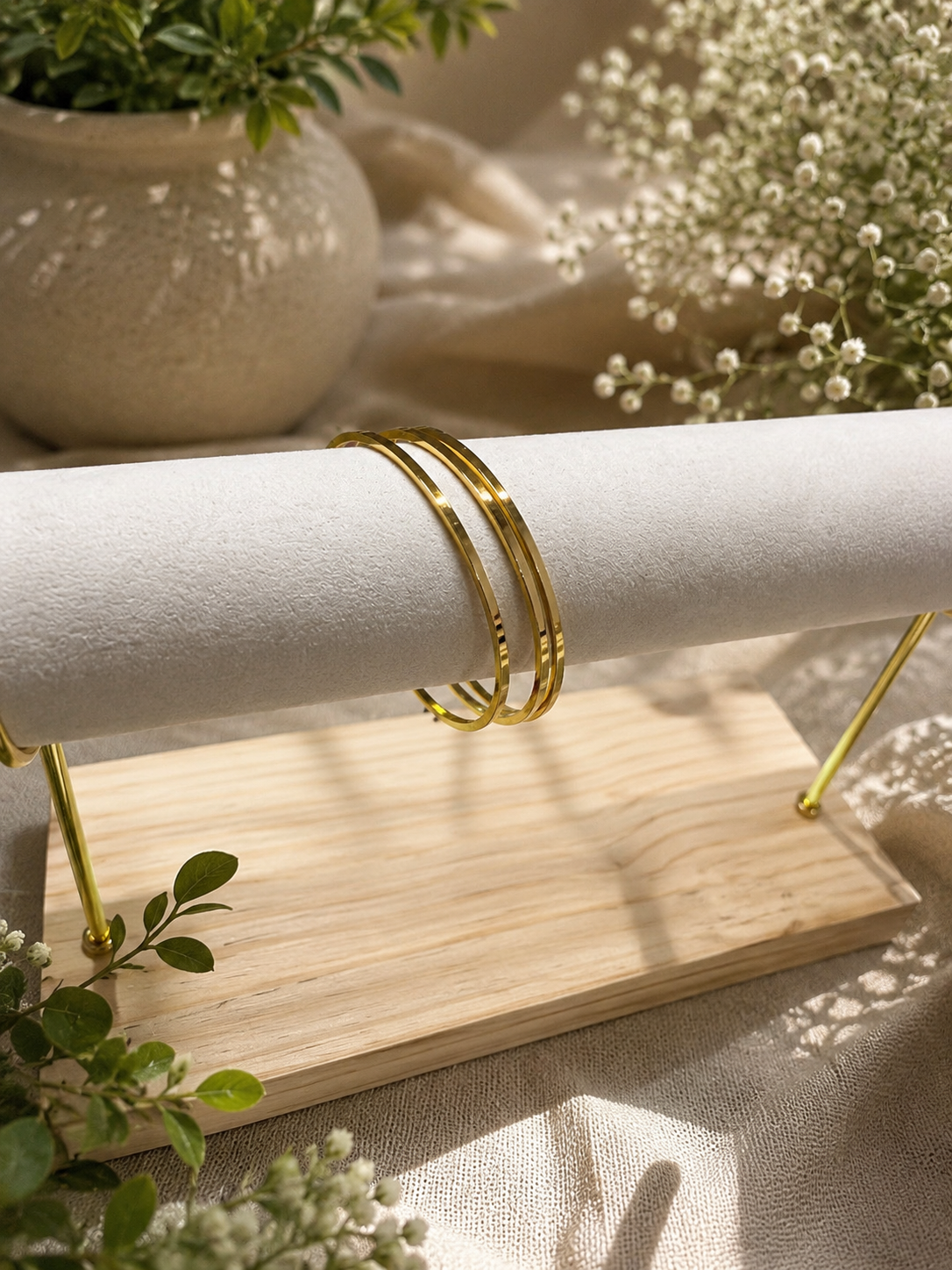 Luna Gold Minimal Bangle Set